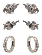 Sia Crystal Earrings 3-In-1 Set Silver-Plated Pilgrim Silver