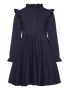 Flounce Collar Dress Navy Geggamoja Navy