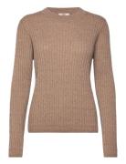 Rwsofia Ls Wool Pointelle Crew Knit Rosemunde Brown