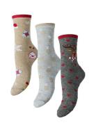 Pcjingle Xmas Glitter Socks 3-Pack Bc Pieces Patterned