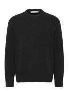 Slhalex Ls Knit Relaxed Crew Neck Noos Selected Black