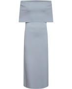 Filippa K Off Shoulder Dress Kvinde Mist Blue Midi Kjoler Str L - hos ...