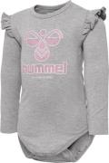 Hummel Hmldana Body L/S Str 2 år / 92 cm - Grå Langærmede Bodies hos M...