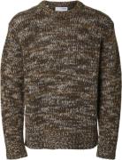 Selected Homme Slhpepper LS Knit Relaxed Mock Neck Mand Chocolate Tort...