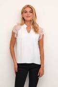 Cream Crnola Lace Blouse Kvinde Snow White Kortærmede Bluser Str 40 - ...