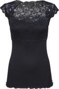 Rosemunde Silk top w/ Lace Kvinde Sort Toppe Str XS - Silke hos Magasi...