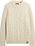 Superdry Jacob Cable Jumper Mand Ecru Sweaters Str L - hos Magasin