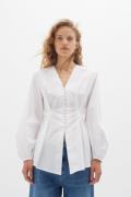 InWear Helveiw Blouse Kvinde Pure White Langærmede Bluser Str 40 - hos...