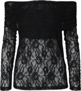 Selected Femme Slfmista LS Tneck Reversible Lace Kvinde Sort Toppe Str...