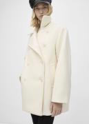 MANGO Double Breasted Virgin Wool Coat Kvinde Light Beige Overgangsjak...