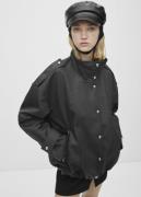 MANGO Oversize Button Down Parka Kvinde Black Overgangsjakker Str L - ...