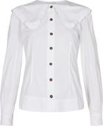 Ganni Fitted Shirt Kvinde Bright White Langærmede Skjorter Str 40 - ho...