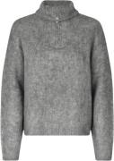 Modström Kanemd Wool zip Tneck Kvinde Dark Grey Melange Sweaters Str S...