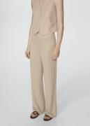 MANGO Flowy Straightfit Trousers Kvinde Light Beige Bukser Med Lige Be...