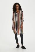 Kaffe Kamarana Shirt Dress Kvinde Green / Pink Stripe Print Midi Kjole...