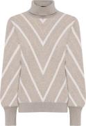 Micha Jumper_ Knit w. Lurex Stripe Kvinde Camel/offw Sweaters Str L - ...