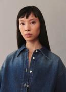 MANGO Oversized Denim Shirt Kvinde Open Blue Skjorter Str L Denim - ho...