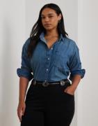 Lauren Ralph Lauren 2X1 Denimshirt Kvinde Autumn Blue Wash Langærmede ...