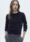 MANGO Straight Roundneck Sweater Kvinde Navy Sweaters Str L - hos Maga...