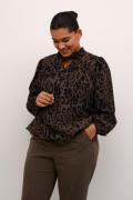 Kaffe Curve Kcjola Blouse Kvinde Major Brown/black Leopard Langærmede ...