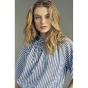 A-VIEW Safia Blouse Kvinde Blue/white Stribe Kortærmede Bluser Str 40 ...