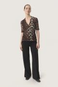 Soaked in Luxury Slaldora Wrap Blouse Kvinde Leopard Pattern Toppe Str...