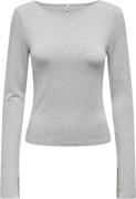 ONLY Onlfelina L/S Boatneck Slit TOP CS Kvinde Grå Toppe Regular Fit S...