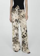 MANGO Fluid Animal Print Trousers Kvinde Light Beige Bukser Med Brede ...