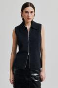 Second Female Aware Knit Zip Vest Kvinde Dark Grey Melange Sweaters St...