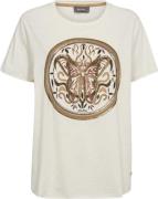 Mos Mosh Mmfiona OSS Embroidery Tee Kvinde Ecru Kortærmede T-shirts St...