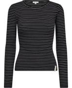 esmé studios Esblossom Stripe LS Top Gots Kvinde Black Kortærmede T-sh...