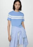 MANGO Striped Knit Sweater Kvinde Lt-pastel Blue Sweaters Str XL - hos...