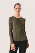 Soaked in Luxury Slskylara Round Neck LS Kvinde Gold Langærmede T-shir...