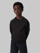 Calvin Klein Neck EMB. Fleece Crewneck Str 8 - Ck Black Sweatshirts ho...