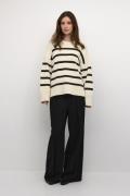 Cream Crsoffie Oneck Pulliover Kvinde Eggnog Black Stripe Sweaters Str...