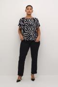 Kaffe Curve Kcsonna Stanley Top Kvinde Black / Antique Zebra Print Kor...