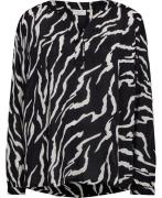 Kaffe Curve Kcmirta Tilly Blouse Kvinde Black / Antique Zebra Print La...