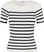 A-VIEW Rib Stripe Short Sleeve top Kvinde White/navy Kortærmede T-shir...