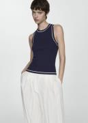 MANGO Knitted top With Contrasting Finish Kvinde Navy Tanktoppe Str XX...