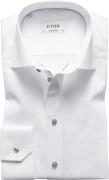 ETON White Twill Shirt Grey Details Contemporary Fit Mand Hvid Langærm...