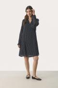 Part Two Botellapw DR Kvinde Dark Navy Dot Midi Kjoler Loose Fit Str 4...