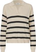 Modström Ivorymd Stripe Vneck Kvinde Black Summer Sand Stripe Sweaters...