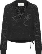 Rosemunde Full Lace Wrap top Kvinde Sort Langærmede Bluser Str L - hos...