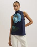 Ted Baker Setsuko Cowl Neck Sleeveless Top Kvinde Navy Toppe Str L /4 ...