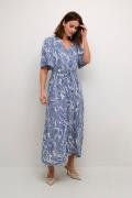 Kaffe Kaarona Long Dress Kvinde Blue Indigo/white Marbel Maxi Kjoler S...