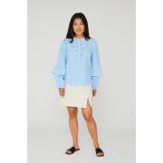 A-VIEW Karin Blouse Kvinde Blue/white Langærmede Bluser Str 40 - hos M...