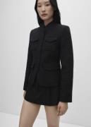 MANGO Pocket Tweed Jacket Kvinde Black Overgangsjakker Str L - hos Mag...