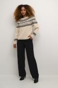 Cream Crcherrie Knit Pullover Kvinde Ancient Scroll Jaquard Sweaters S...