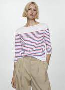 MANGO Striped Boatneck T-shirt Kvinde White Kortærmede T-shirts Str L ...