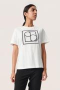 Soaked in Luxury Slvarga Flock Tee Kvinde Broken White Kortærmede T-sh...